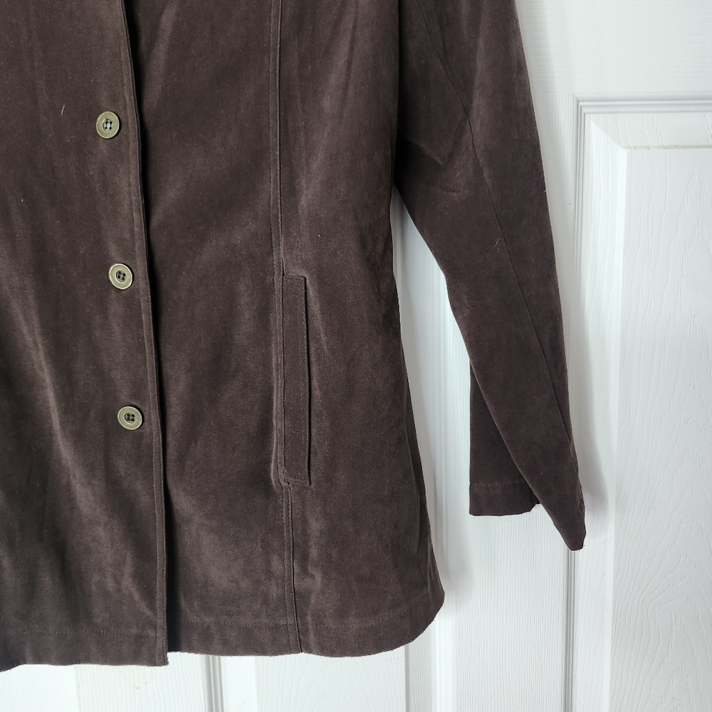 VINTAGE CHOCOLATE BROWN SNAZZIE BLAZER JACKER BRASSY GOLD BUTTONS SIZE M - Picture 7 of 8